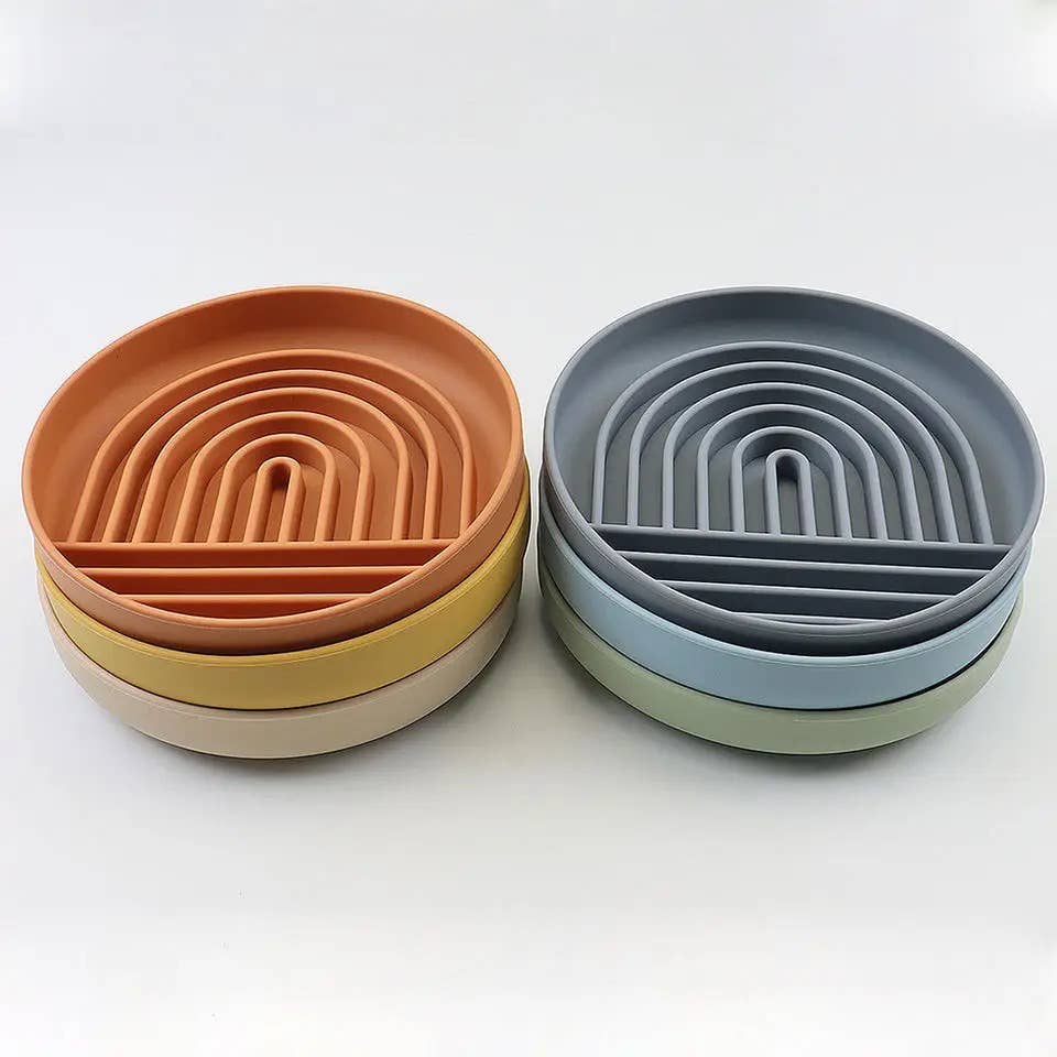 Rainbow Silicone Slow Feeder Lick Mat with Suction terracota