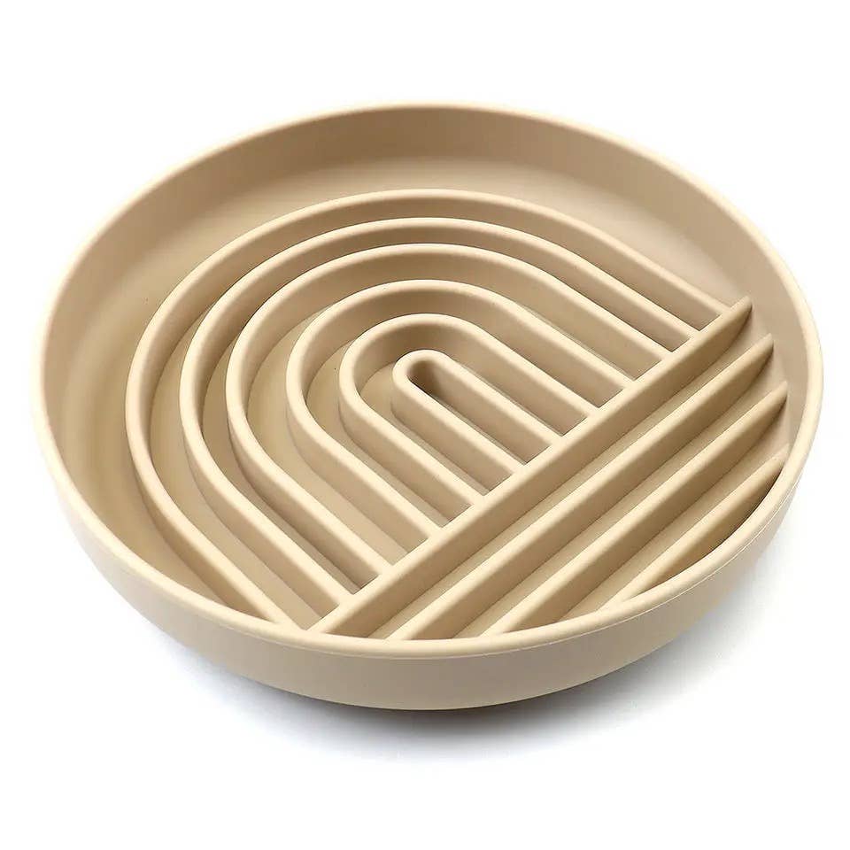 Rainbow Silicone Slow Feeder Lick Mat with Suction tan