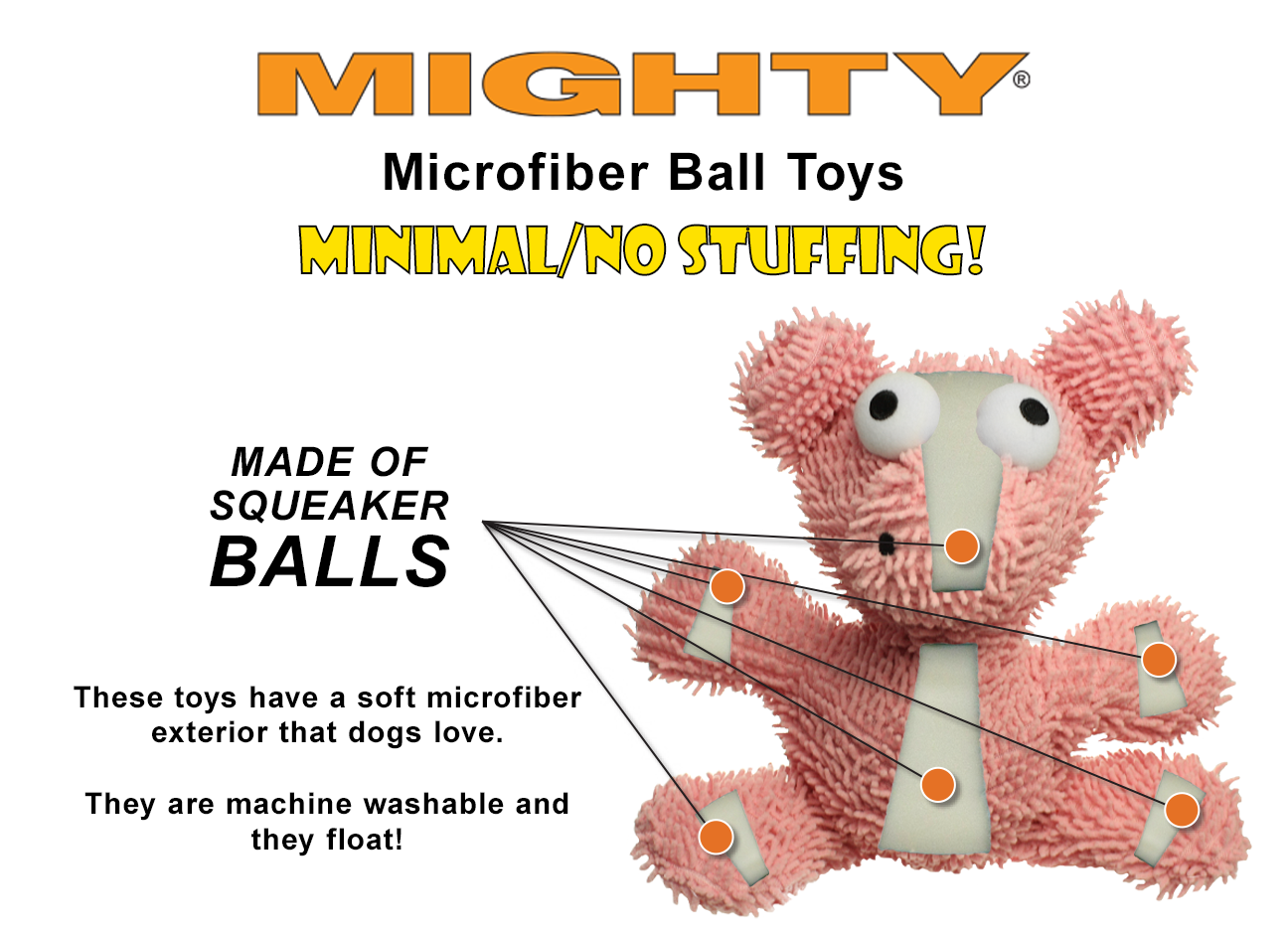Tuffy Dog Toys - VIP Products - Mighty Jr Microfiber Ball Duck, Durable, Squeaky Dog Toy